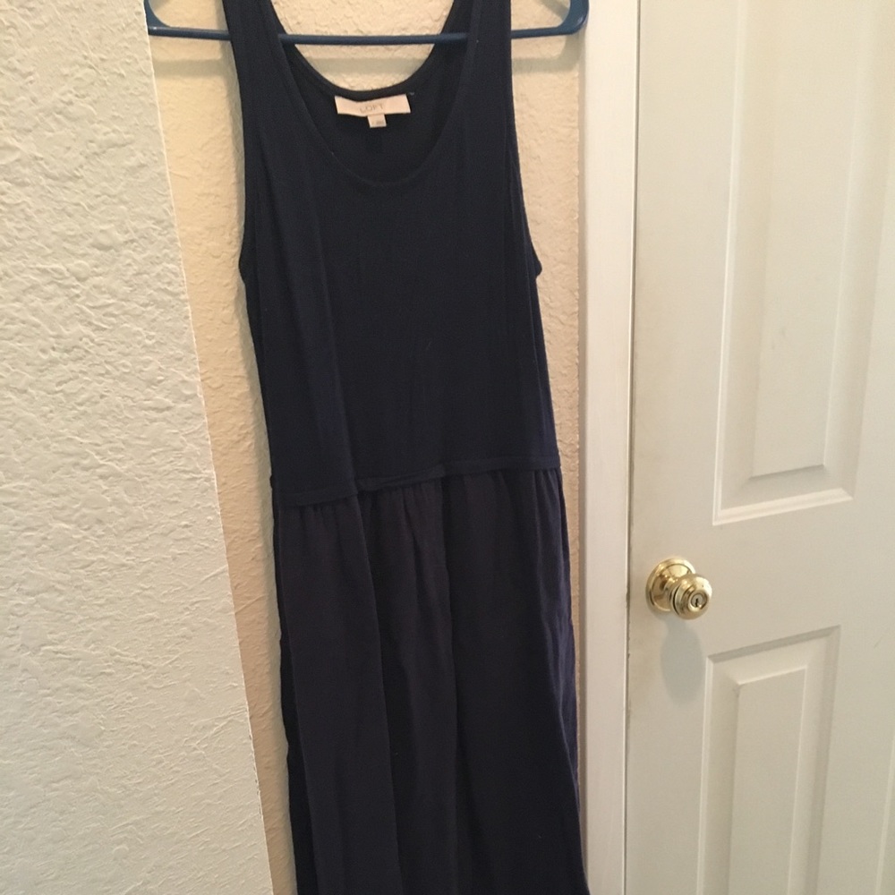 LOFT Long Navy Tank Maxi Dress